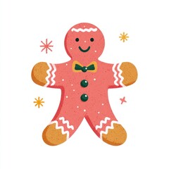 Obraz premium Cute festive gingerbread cookie illustration.