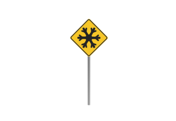 winter weather road sign front view without shadow 3d render