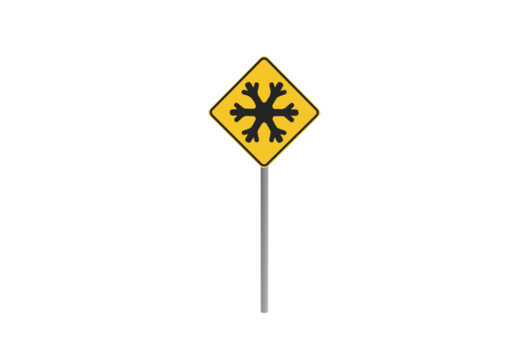 winter weather road sign front view without shadow 3d render