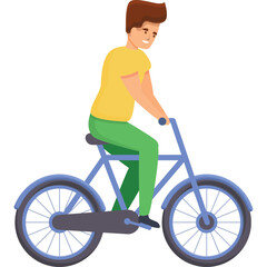 Man Riding Blue Bicycle Wearing Yellow T Shirt and Green Pants on Transparent Background Healthy Lifestyle and Outdoor Activity