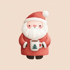 Fototapeta premium Cute Santa holding festive mug.