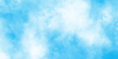 Abstract white and blue color frozen ice surface design, creative brush painted aquarelle light sky blue background, Soft cloud in the sky background.abstract blue sky watercolor vintage water color.