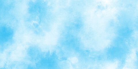 Abstract white and blue color frozen ice surface design, creative brush painted aquarelle light sky blue background, Soft cloud in the sky background.abstract blue sky watercolor vintage water color.