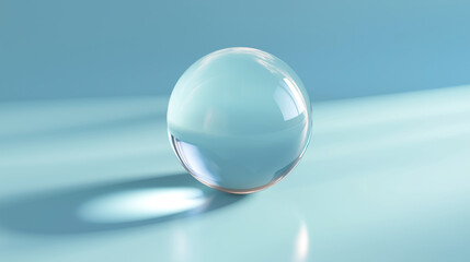 A single glossy sphere floating above a clean empty surface with soft shadow.