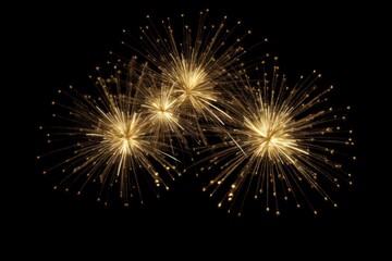 Obraz premium Golden fireworks burst night