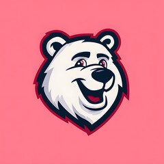 Smiling bear character icon with orange background, cute mascot illustration