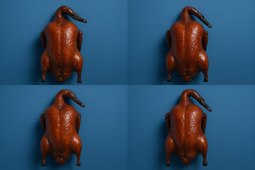 four Beijing Roast Duck on Blue Background - Feels like an image inserted in a magazine