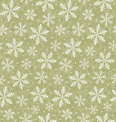 Seamless Christmas Snowflakes On LIght Green Background