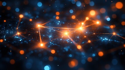 Orange Blue Tech Network Bokeh Dynamic Data Interaction Visualization Design Material
