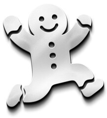 Happy Jumping Silver Metallic Gingerbread Man Cookie Icon
