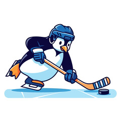 Obraz premium Playful Penguin on Ice Cartoon Penguin Ready to Score in Hockey Gear