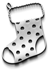 Polka Dot Silver Metallic Christmas Stocking Icon For Decoration