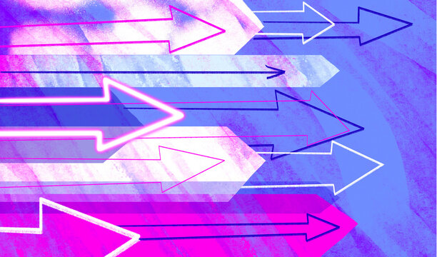 Abstract arrows in motion depicting business growth and direction