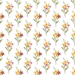 Seamless pattern, flower background with watercolor bouquets. Repeat fabric wallpaper print texture. Perfectly for backdrop, wrapped paper.