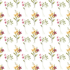 Seamless pattern, flower background with watercolor bouquets. Repeat fabric wallpaper print texture. Perfectly for backdrop, wrapped paper.