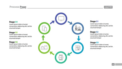 Six stages cycled process chart template