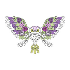 A vintage style illustration showing owl