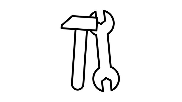 Animated repair tools icon with hammer and wrench