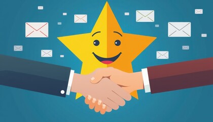 social media star marketing with survey, feedback, diagram, profit, handshake, marketing, mail