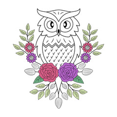 A vintage style illustration representing night bird