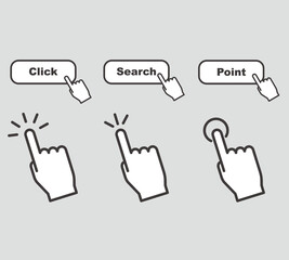 指アイコンクリックイラストセット