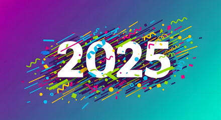 2025 new year celebration colorful confetti vibrant festive party