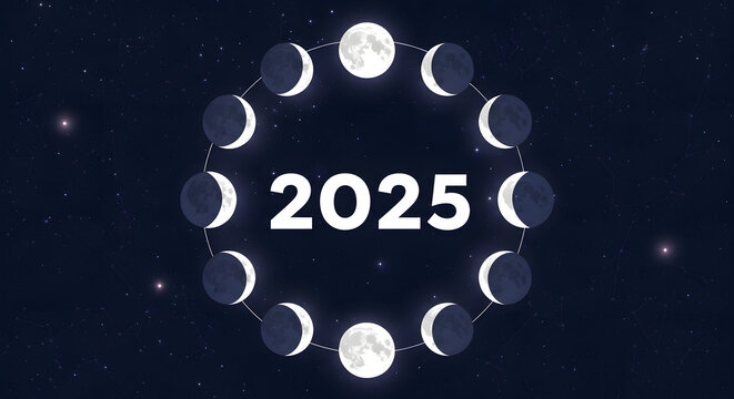 Lunar phases calendar for 2025 showing the cycles of the moon