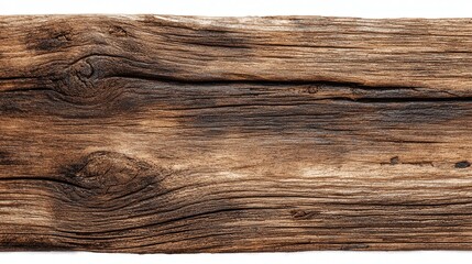 Rustic wood plank isolated on white background