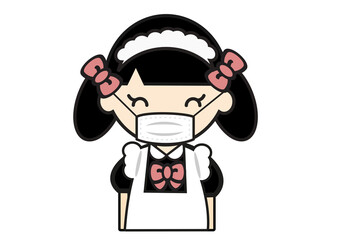 マスクをするメイドのイラスト