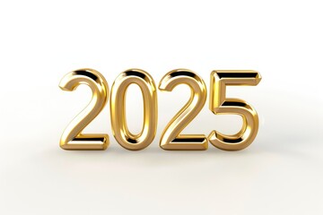 Golden 2025 numbers on white