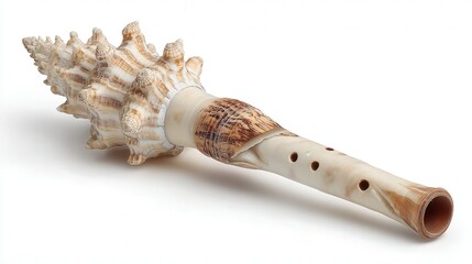 Seashell flute isolated on white background