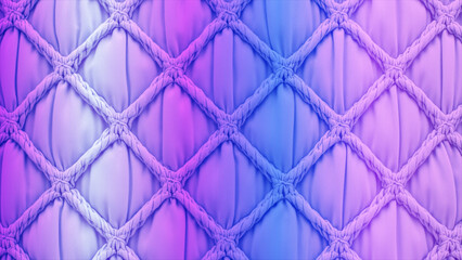 Obraz premium Lush quilted texture background featuring a vibrant gradient of purple, pink, and blue, creating a luxurious and modern design pattern