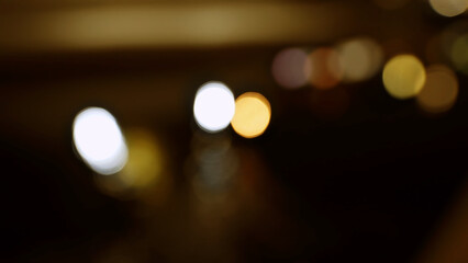 Fototapeta premium Bokeh blur dot night light background, colorful spot lighting, city backdrop, bubble scene party wallpaper.