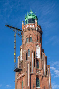 Simon Loschen Tower lighthouse in Bremerhaven Germany against blue sky