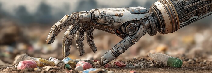 Grabbing a heap of mixed garbage with a mechanical claw hand