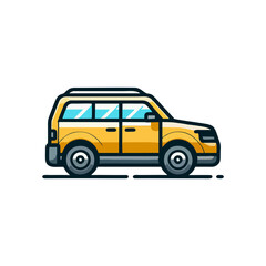 Fototapeta premium Minimalist MPV Car Icon Vector. Flat design illustration of a multi-purpose vehicle for transport apps and travel concepts.