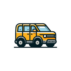 Minimalist MPV Car Icon Vector. Flat design illustration of a multi-purpose vehicle for transport apps and travel concepts.