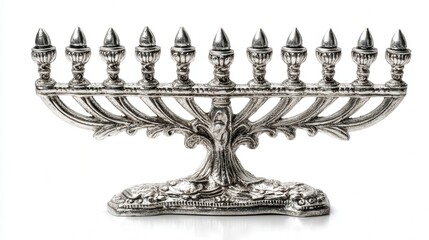Silver menorah base isolated on white background
