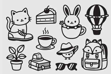 Adorable Cartoon Character Outline Bundle