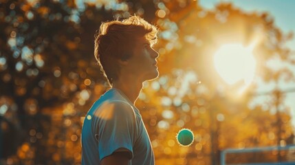 cinematic lens flare shot of player returning serve