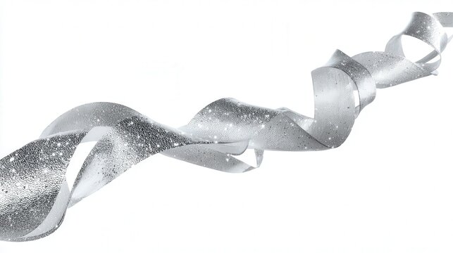Silver streamer isolated on white background