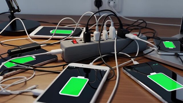 Charging up multiple devices laptops tablets and smartphones at once power outlet overload