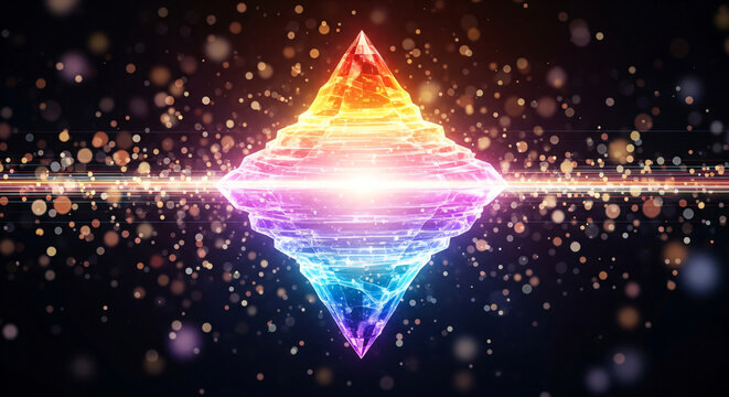 abstract colorful christmas tree with glowing lights illustration