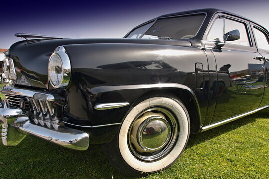 Black vintage Studebaker car at outdoor show