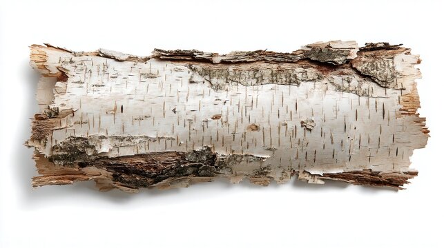 White birch bark isolated on white background