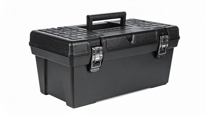 Black toolbox on dark surface, portable utility with secure design&hellip;