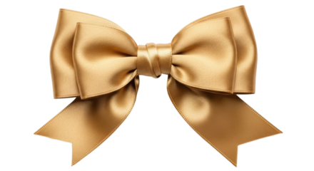 an elegant gold silk bow isolated on a transparent background. Perfect for luxury packaging, gift decoration, celebration, and festive concepts.
