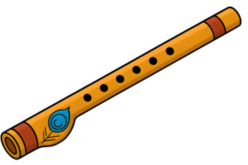 Wooden wind instrument, a traditional brown wood recorder flute, isolated on a white background