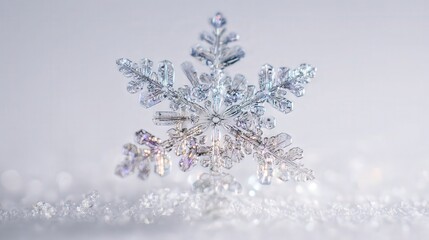 Snow micro crystal isolated on white background