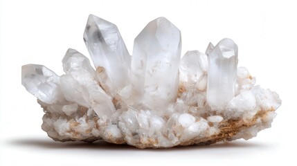 Snow quartz crystal isolated on white background